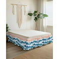 thumbnail image 2 of Abstract Waves Bed Skirt King Size 16" Drop Spray Orange Blue White Gradient Ruffled Wrap Around Bed Skirts Adjustable Elastic Bedskirt Dust Ruffle for King Size Bed, 2 of 7