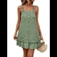 thumbnail image 3 of Vestidos de Verano para Mujer, Cuello Redondo, Hombros Descubiertos, Botones, Tirantes Finos, Vestido Informal Corto con Vuelo. Verde XL, 3 of 10