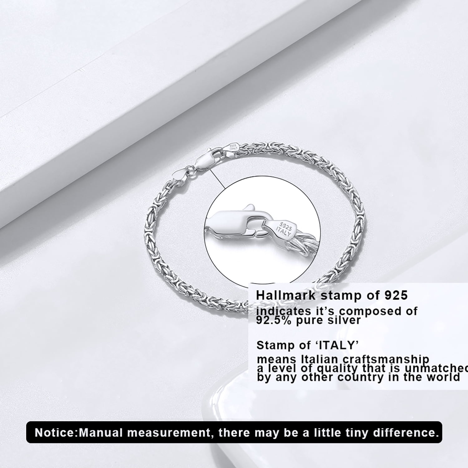 AQYYI Italian 925 Sterling Silver Byzantine Bracelet for Women 
