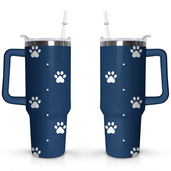 Cute Canine Design 40oz Water Bottle - BPA Free Dog Lovers Tumbler with Handle & Straw - Gift for Women Coffee Mug