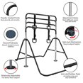 thumbnail image 4 of Kids Gymnastics Bar for Home Gym, Black Adjustable Height Horizontal Gymnastic Training Bar with Rings, Foldable Steel Balance Trainer for Children, Space Saving Kids Gym Equipment, 4 of 9