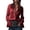 Red, variant on Staron Women's Casual Blouse Short Sleeve Zip Front Shirt with Flounce Cuffs Loose Fit Round Neck Solid Color Top, Red XL