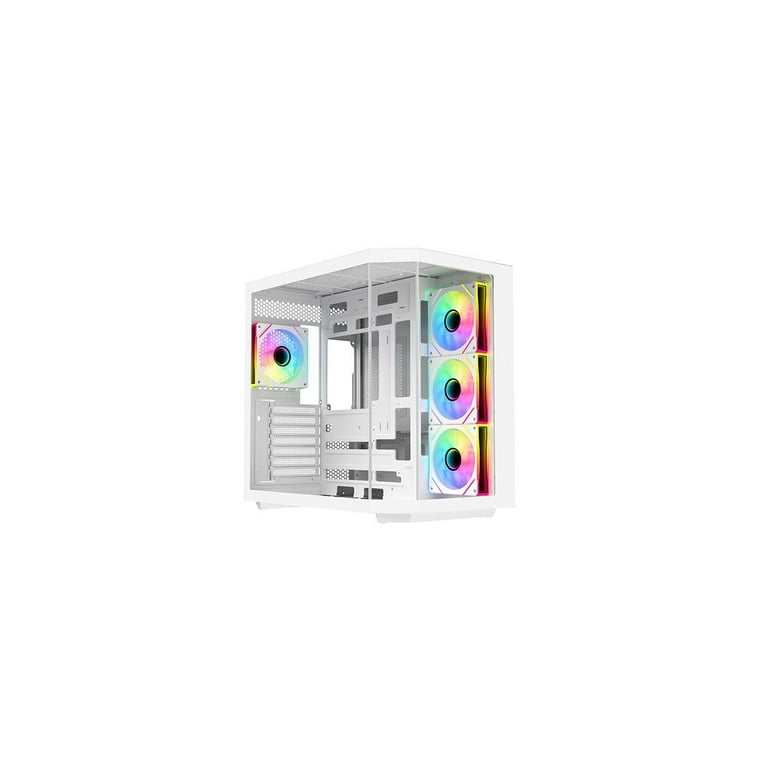 DIYPC ARGB-N3-W White USB3.0/ Type C Tempered Glass E-ATX /ATX