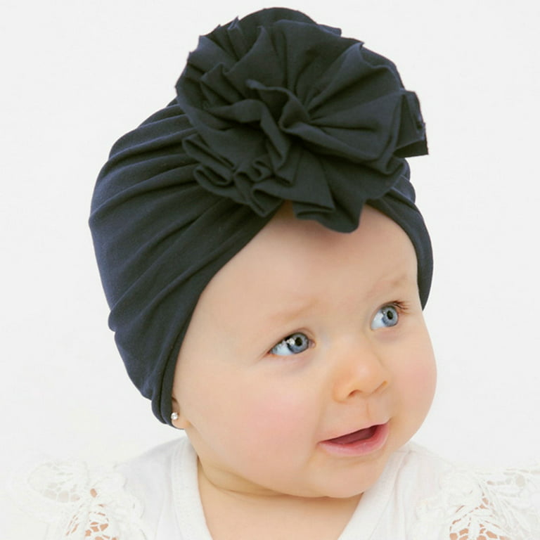 Baby Girl Hat, Turban Hats for Infant Toddlers Girls, Polyester Cotton Baby  Cap with Big Flower for Little Girl