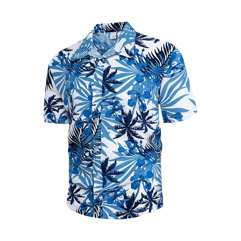 LYXSSBYX Big and Tall Mens Shirts Short Sleeves Clearance Men's Hawaiian  Print Lapel Short Sleeve Shirt