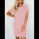 thumbnail image 5 of Vestido Mini Informal de Verano para Mujer, con Cuello Redondo, Corta y Canalé Rosa XXL, 5 of 7