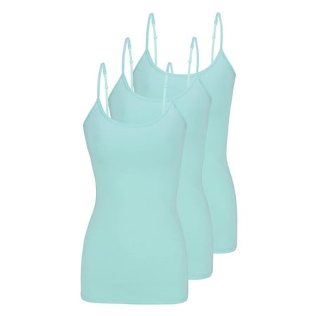 

M&M SCRUBS Women s Camisole Cotton Stretch Slim-Fit Cami Soft and Breathable Undershirt with Adjustable Strap Tank Top Multi Pack of 3 (Aqua) X-Small