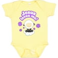 thumbnail image 3 of Inktastic Jesus Loves Me Cute Lamb and Flowers Boys or Girls Baby Bodysuit, 3 of 5