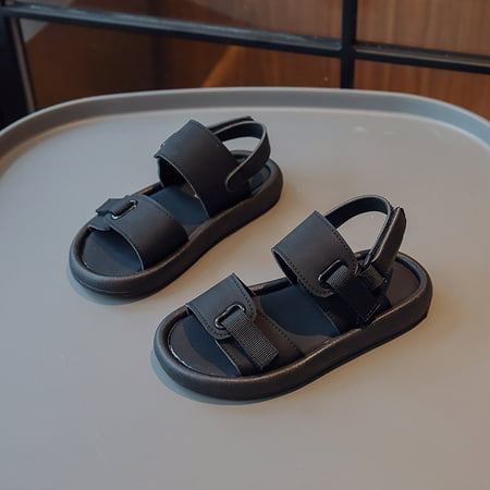 

Gubotare Summer Sandals for Girl Girls Toddler Little Kid Lightweight Hook Loop Sandal (Black 1.5)