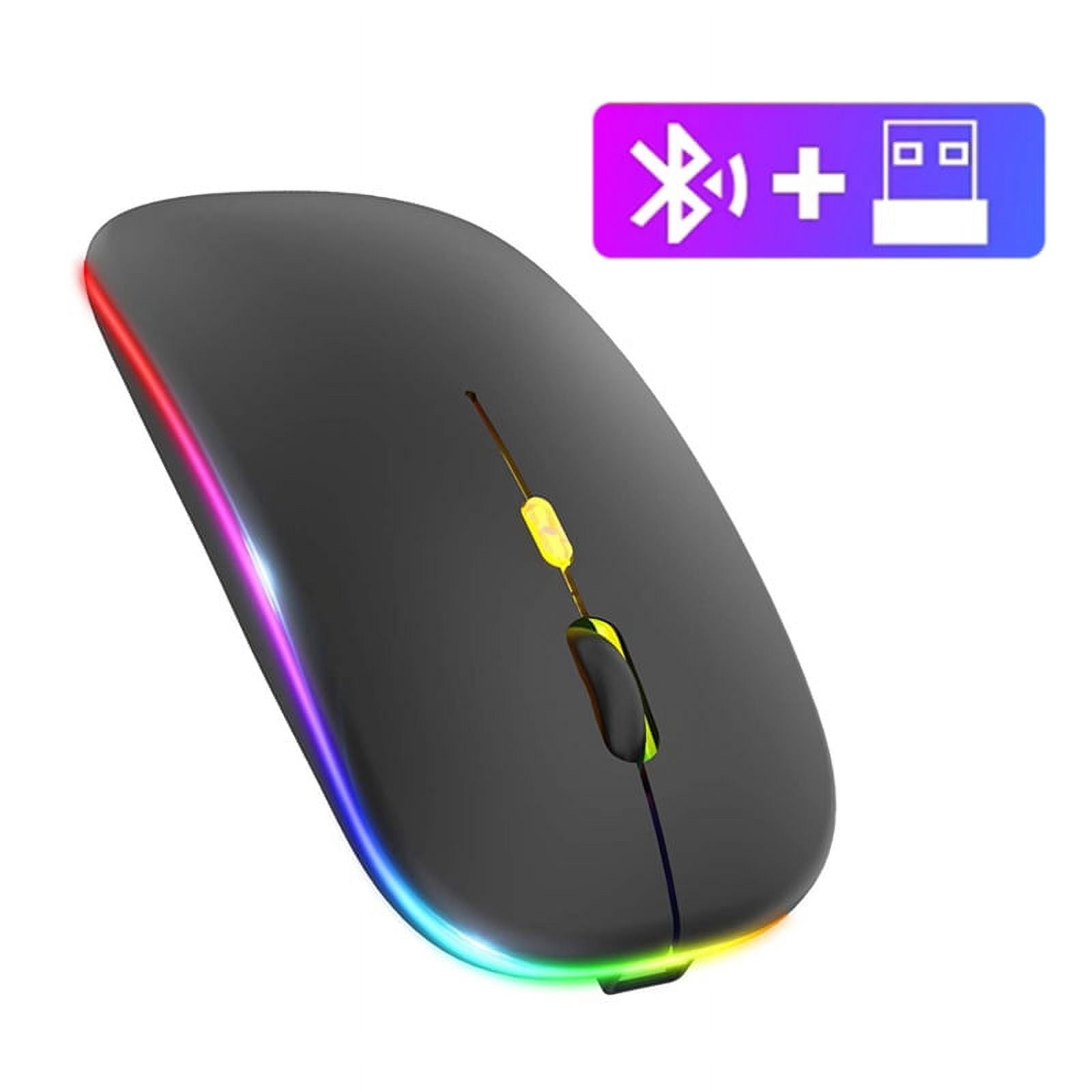 Tri-mode RGB Gaming Mouse Dual BT/2.4G/USB Wired Mouse Rechargeable Mouse 6 Button 4800DPI Bluetooth 5.3 Mouse for Laptop Tablet