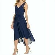 DKNY Women Sleeveless High-Low Dress Dark Navy Blue Size 8