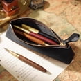 thumbnail image 2 of Under $1 Pencil Case, Vintage Handmade Soft Faux Leather Large Capacity Zipper Pen Pouch, Stylish Stationery Organizer for College Office Travel by PALIFEUR, 2 of 7