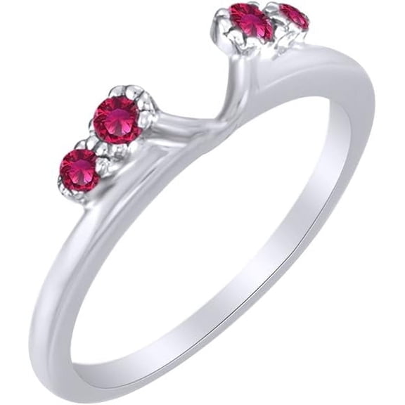 Gems Jewels 14K White Gold Plated 2.00 Ct Round Cut Pink Ruby Enhancer Guard Wrap Ring 925 Sterling Silver For Women's -4