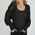 thumbnail image 5 of Jewelreauty Womens Lace Long Sleeve Tops Solid Color Patchwork Crewneck T-Shirts Casual Slim Fitting Tops (S, Black), 5 of 9