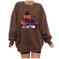 thumbnail image 1 of KIHOUT Chandails en Molleton pour Femmes Imprimé Citrouille Pull Ample Graphique Manches Longues Épaules Tombantes Col Rond Surdimensionné Mignon Automne Hiver Halloween Sans Capuche, Taille S-2TG, 1 of 3