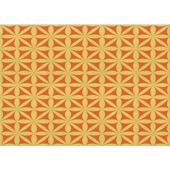 Ahgly Company Indoor Rectangle Patterned Neon Orange Area Rugs, 7' x 9'