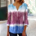 thumbnail image 4 of Blusas de Algodón para las Mujeres Impresas 3/4 Mangas V-Cuello Camiseta, Blusa de Algodón de Imitación Casual para las Mujeres, 4 of 5