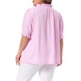 thumbnail image 3 of Plus Size Top for Women Ruffled Trim Notch V Neck Puff Sleeves Textured Summer Shirts Blouse 3X //, 3 of 6