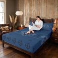 thumbnail image 3 of Manfei Boho Aztec Queen Sheets, Navy Blue Tribal Geometric Queen Sheet Sets, Navy Reversible 4pcs1 Flat Sheet + 1 Fitted Sheet + 2 Pillowcases, 3 of 6