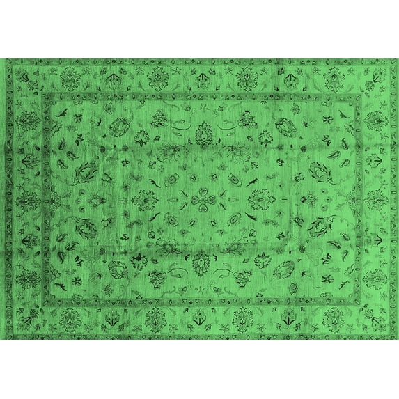 Ahgly Company Indoor Rectangle Oriental Emerald Green Industrial Area Rugs, 7' x 9'