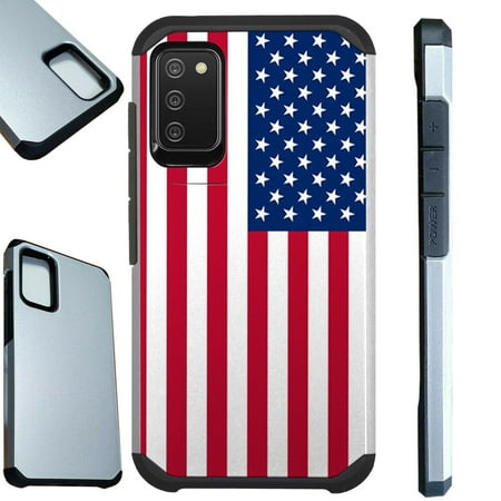 Compatible with Samsung Galaxy A02s Hybrid Fusion Guard Phone Case Cover (American US Flag)