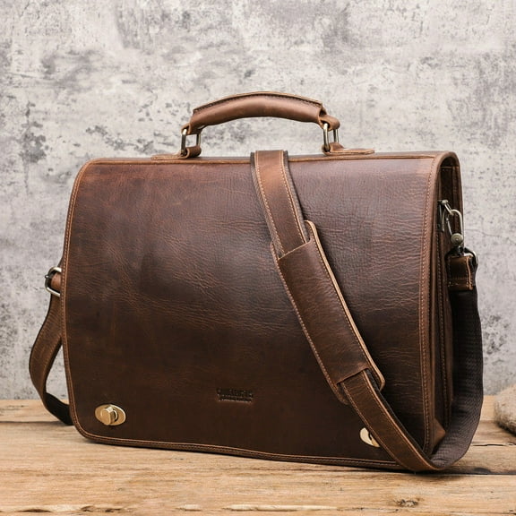 Fashion Personality Leather Men's Business Briefcase,Brown
