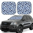 thumbnail image 1 of Bingfone Blue Ink Flowers Windshield Sun Shade 2-Piece Foldable Car Front Window Sunshade for Most Sedans SUV Truck-Medium, 1 of 6