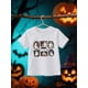 thumbnail image 1 of Halloween Boys' T-Shirt - Cute Minimalist Design - Black with White Ghosts - Soft Breathable 100% Cotton Tee for & Kids - Spooky Party outfit or everyday Fall Clothes, 1 of 6