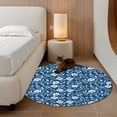 thumbnail image 2 of Round Rugs 4Ft, Blue White Floral Round Area Rug Washable Indoor Throw Carpet, Farmhouse Retro Botanical Leaves Soft Non Slip Circle Rug for Kitchen Nursery Room Home Decor Aesthetic, 2 of 8