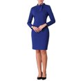 thumbnail image 2 of Vestido de trabajo de manga larga hasta la rodilla con cuello de lazo para mujer Chic Inspire M Azul Real, 2 of 5