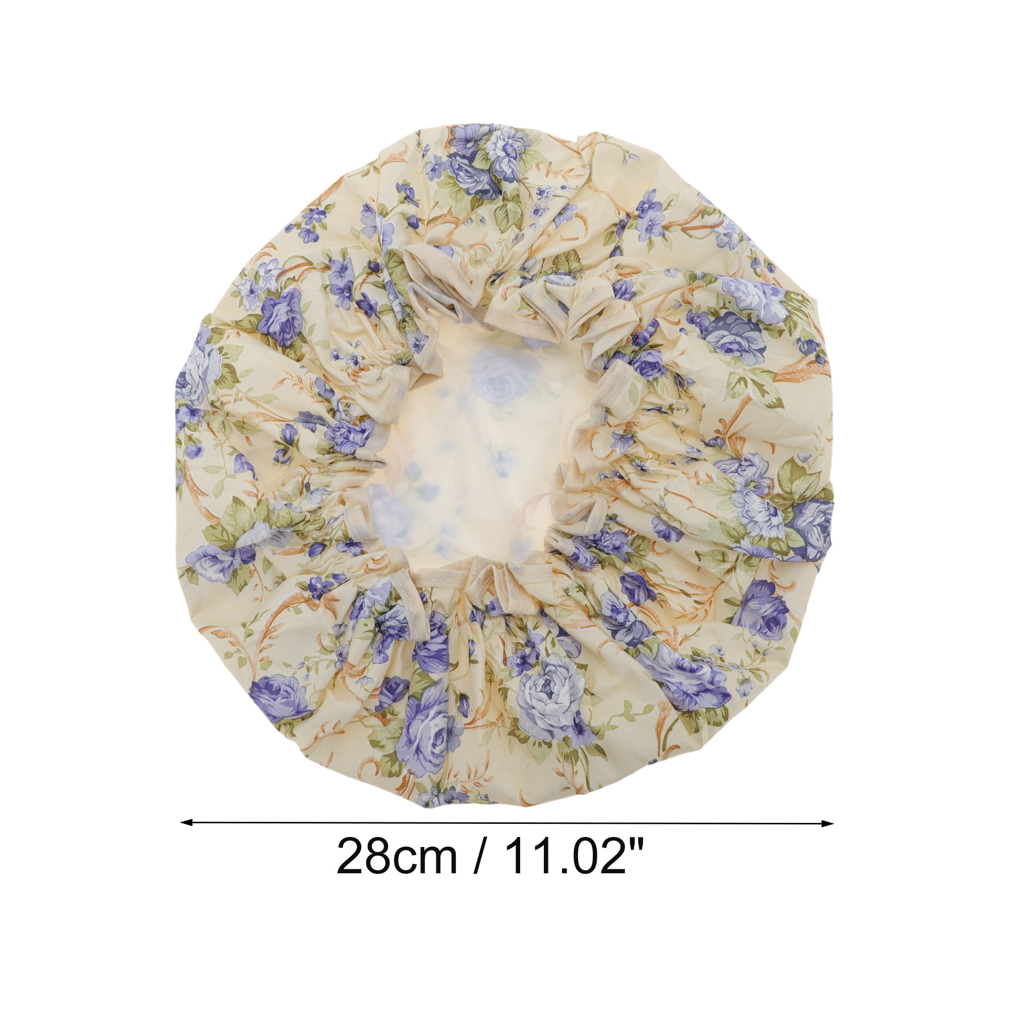 Unique Bargains Women's Big Flower Bath Cap 1 Pc White, Purple