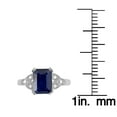 thumbnail image 3 of 10k White Gold Vintage Style Genuine Emerald-Cut Sapphire and Diamond Ring, 3 of 5