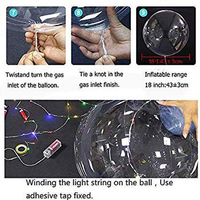 4-Pack Balloon String Lights,18-inch Bobo Balloons with 3 Meter Led Copper  Lights, Bobo String Lights for Christmas,Birthday Party,Gift for