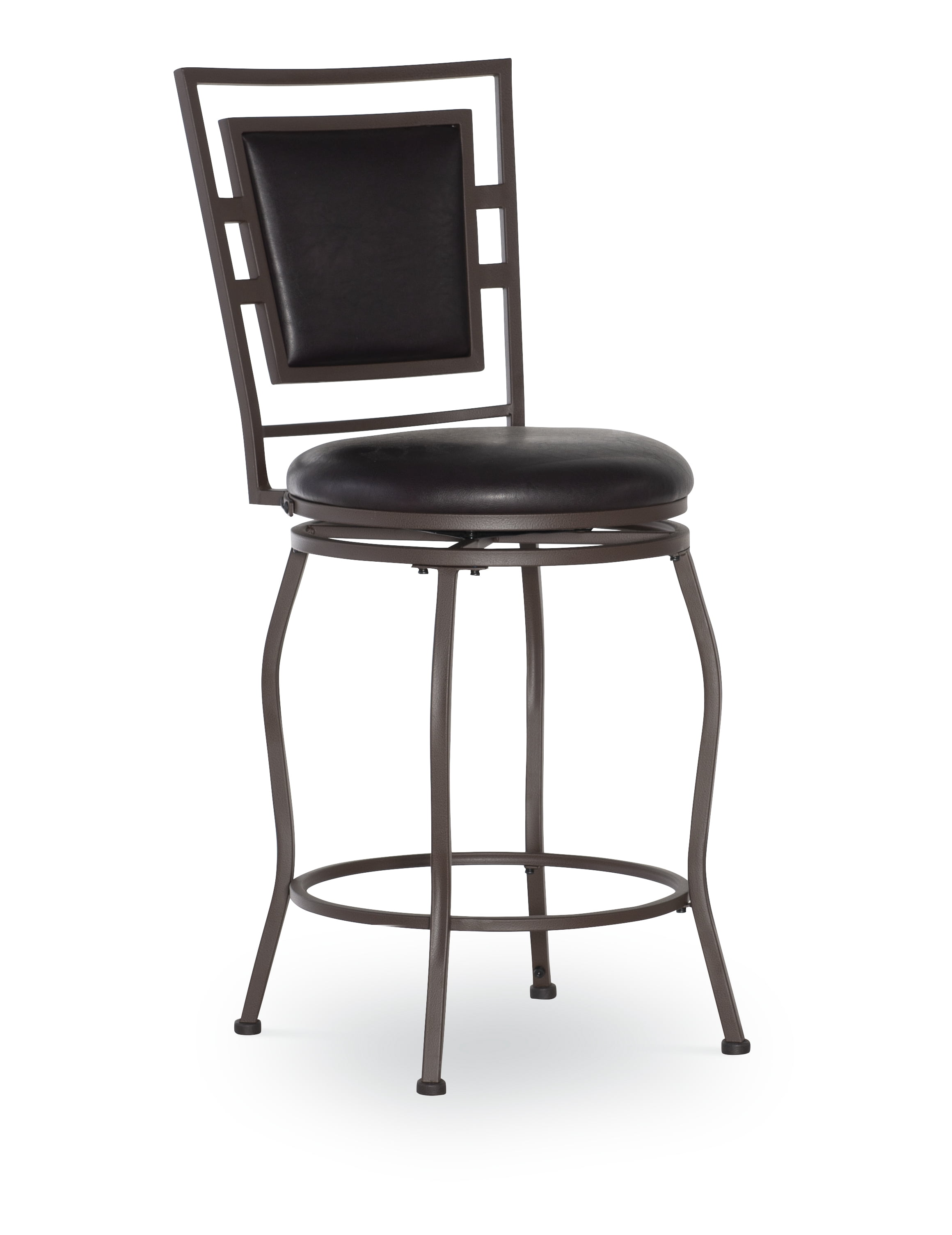 Linon Nora 24-30" Indoor Adjustable Metal Swivel Bar Stool, Set of 3, Brown/Brown Faux Leather