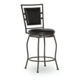 thumbnail image 2 of Linon Nora 24-30" Indoor Adjustable Metal Swivel Bar Stool, Set of 3, Brown/Brown Faux Leather, 2 of 19