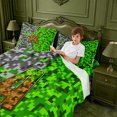 thumbnail image 3 of meiyoeat Classic Pixel Miner Games Bed Sheets For Boys,Monogram Letter A Full Size Sheets,4-Piece,1 Flat Sheet,1 Fitted Sheet and 2 Pillowcases, 3 of 6