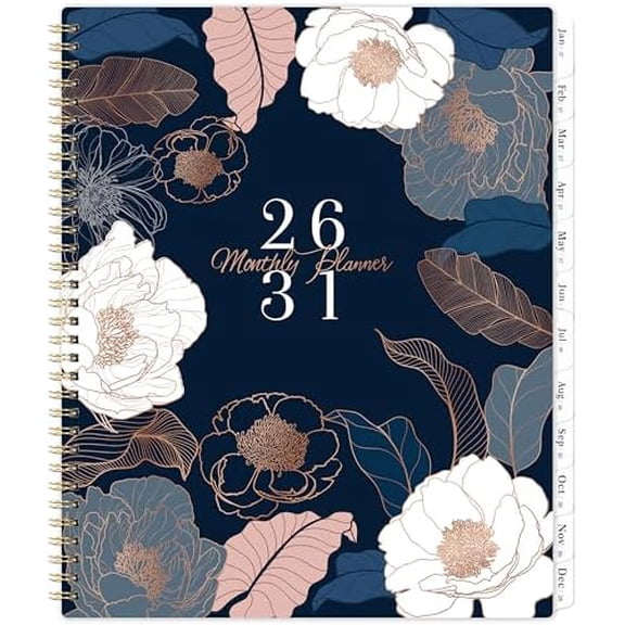 2026-2031 Monthly Planner/Calendar - 5 Year Monthly Planner, July 2026 - June 2031, 9" x 11", 5 Year Calendar 2026-2031 Monthly Planners with Tabs, Notes Pages - Engraved Floral$$Office