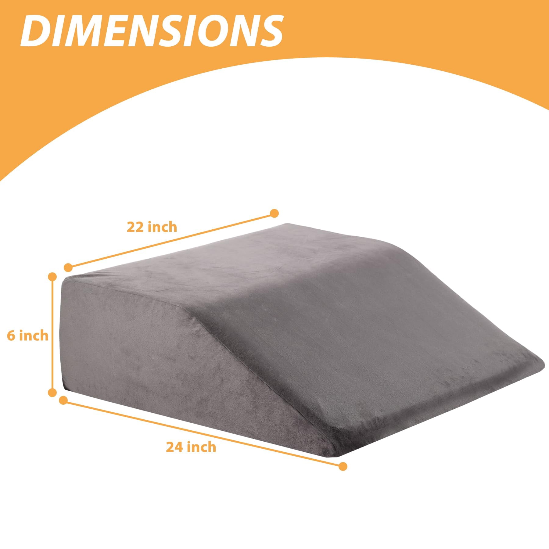 Leg Elevation Pillows  For Sleeping Gel Memory Foam Top Wedge Pillow Wedges After - Removable Cover (6 Inch Dark Grey)