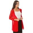 thumbnail image 3 of Alvivi Women's Long Sleeve Open Front Cardigan Chiffon Bolero Shrug Sweater Cover Up Blouse Tops Red XXL, 3 of 5