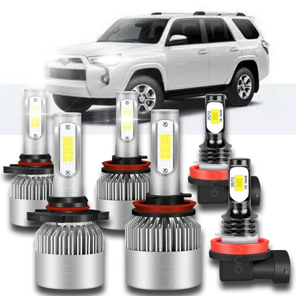 For Toyota 4Runner 2010-2019 2020 LED Headlight High Low Beam   Fog Light Bulbs Combo Kit 6pcs
