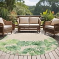 thumbnail image 4 of Tropical Plants Round Area Rug 5Ft Washable Circle Rugs for Living Room Bedroom, Summer Watercolor Green Palm Leaf on Linen Non-Slip Carpet Floor Mats Indoor Outdoor Carpet Runner Home Decor, 4 of 8