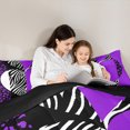 thumbnail image 5 of Homewish Cheetah Leopard Print Queen Comforter Set for Girl, Black Purple Love Heart Bedding Sets, Stripes Abstract Reversible Bedding Comforter Set, Super Cozy Room Decor, 3-Piece, 5 of 8