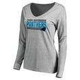 thumbnail image 2 of Women's Ash Carolina Panthers Iconic Collection On Side Stripe Long Sleeve V-Neck T-Shirt, 2 of 3
