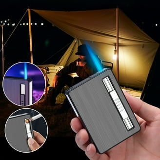 cigarette case with built in lighter Deluxe Auto Dispenser Cigarette Case with Built-In Lighter