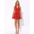 thumbnail image 4 of DARING DIVA Skater Ruffle Backless Slim Fit Short Mini Dress XS Red, 4 of 6