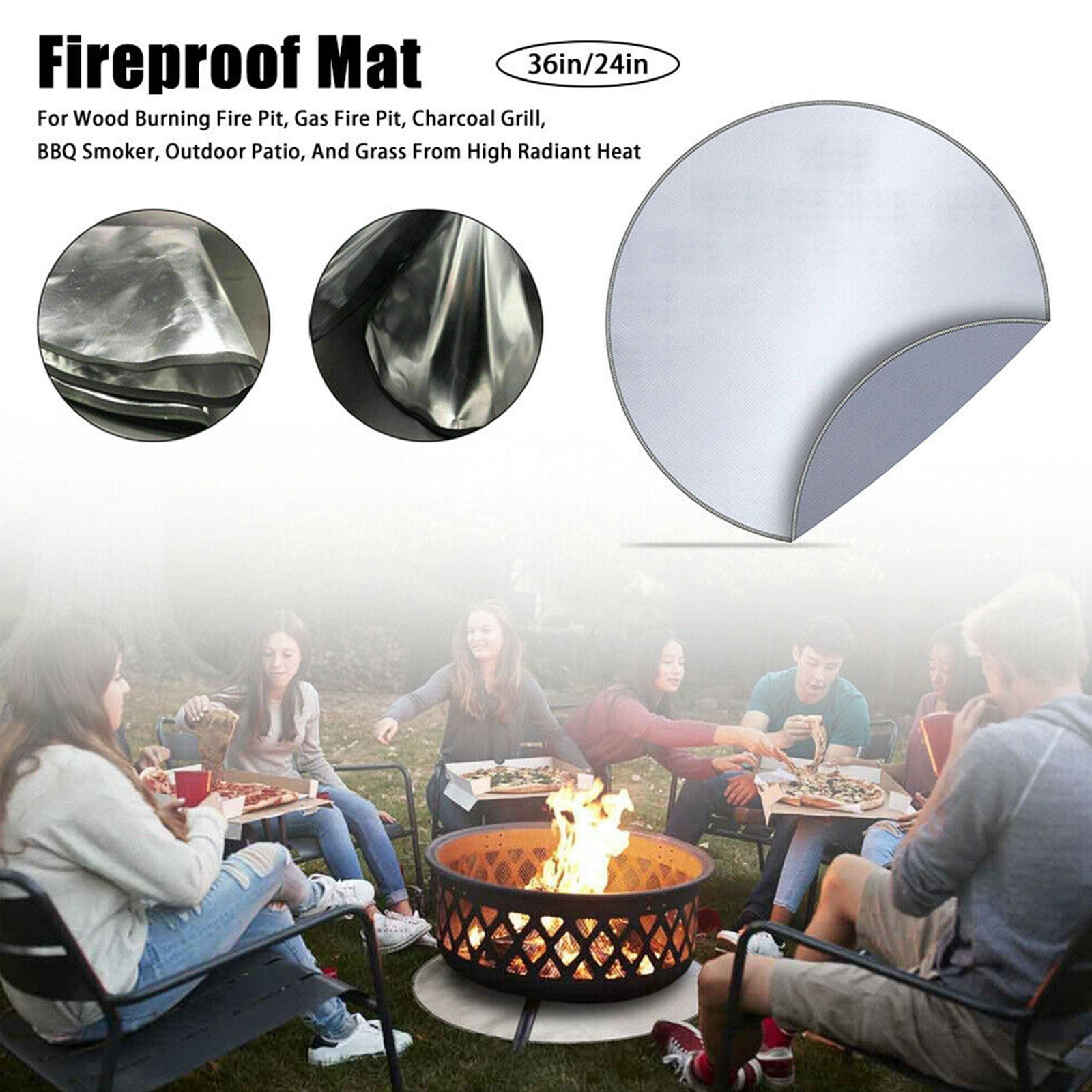 Lightweight Fire Pit Mat 32 Inch Round, Fireproof Mat For Outdoor Fire Pit