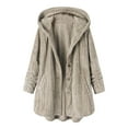 thumbnail image 2 of Womens Sherpa Hoodie Long Sleeve Teddy Bear Jacket Button Fluffy Pullover Fleece Faux Fur Cardigan Coats for Ladies Plus Size,S-5XL, 2 of 4