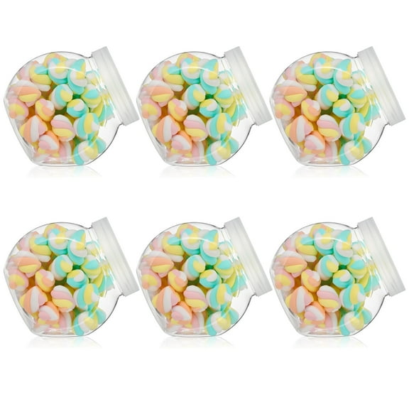 MODANU 6 Pcs Clear Candy Jars with Lids 7.7oz/230ml Plastic Cookie Container Clear Wide Mouth Candy Storage Jar for Cookies, Candy, Snacks, Paper Stars, Detergent Pods, Gifts and Storage
