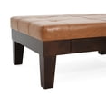 thumbnail image 3 of Rosalie Classic PU Storage Ottoman with Slide-Out Drawer, Solid Wood Legs, Light Brown, 3 of 8