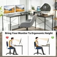 thumbnail image 6 of Gymax L-Shaped Reversible Computer Desk 2-Person Long Table w/Monitor Stand Brown, 6 of 10